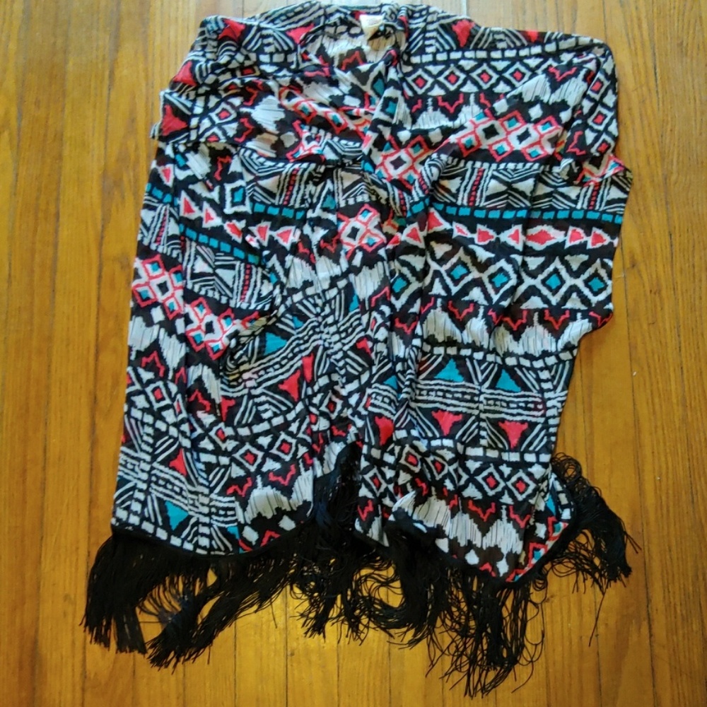 Fringed summer kimono shawl cover up